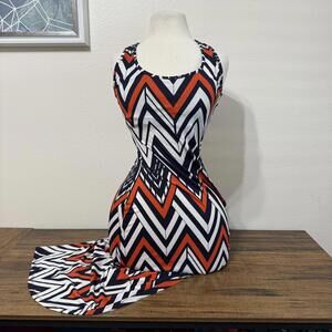 Emerald Sundae Sleeveless Chevron Pattern Dress with Side Slit Size Small